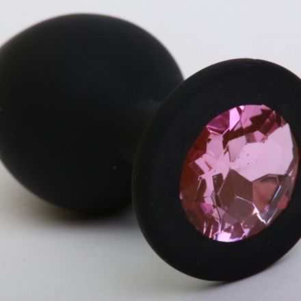 Анальная пробка ONJOY Small Black с фиолетовым кристаллом