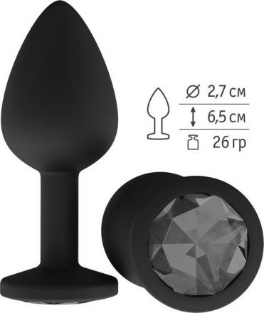 Анальная пробка ONJOY Small Black с черным кристаллом