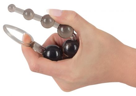 Анальная елочка Anal Beads smoke с органичителем кольцом