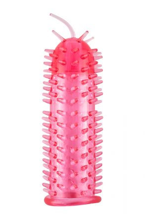 Розовая насадка на пенис с усиками модель МС01030026