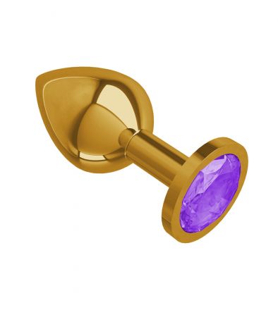 Анальная втулка Gold Medium с фиолетовым кристаллом