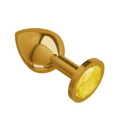 Анальная втулка Gold Medium с желтым кристаллом
