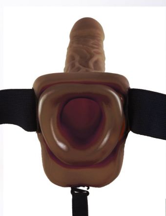 Страпон 9 Vibrating Hollow Strap-On with Balls Brown