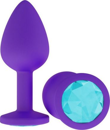 Анальная пробка ONJOY Medium Purple с голубым кристаллом