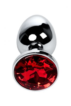 Анальная втулка Silver Small с кристаллом цвета рубин