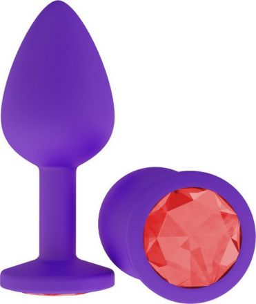 Анальная пробка ONJOY Medium Purple с красным кристаллом