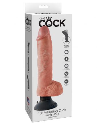 Вибратор King Cock 10 Vibrating Cock with Balls Flesh