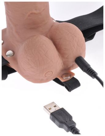 Фаллопротез 7 Hollow Rechargeable Strap-On with Remote Tan