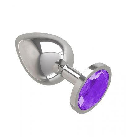 Анальная втулка Silver Large с фиолетовым кристаллом