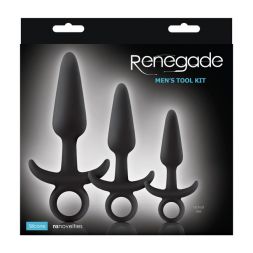 Набор черных анальных пробок с держателем Renegade Men's Tool Kit Black