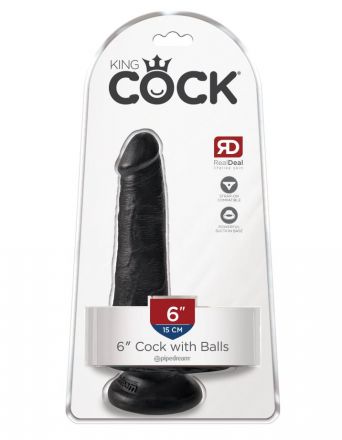 Фаллоимитатор King Cock 6 with Balls Black