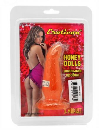 Оранжевая изогнутая анальная пробка Honey Dolls