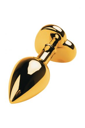 Анальная втулка Gold Large Heart с кристаллом цвета турмалин